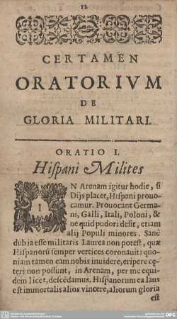 ORATIO I. Hispani Milites