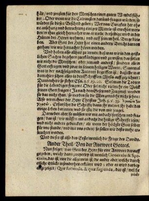 Ander Theil/ Von der Antwort Gottes.