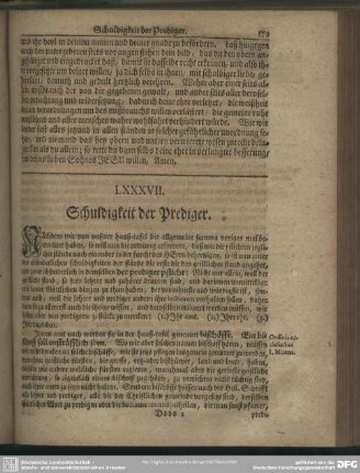 LXXXVII. Schuldigkeit der Prediger