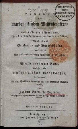 Bd. 4: Lehrbuch der mathematischen Wissenschaften. Vierter und letzter Band
