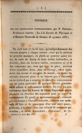 Bibliothèque universelle des sciences, belles-lettres, et arts. Sciences et arts. 59. 1835