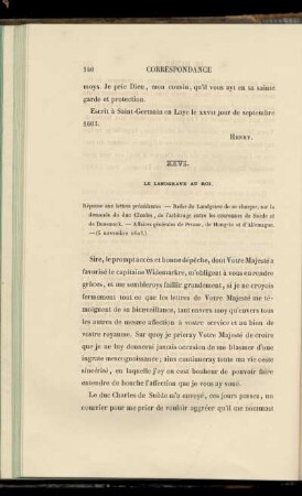 XXVI. Le Landgrave au Roi (5 novembre 1603)