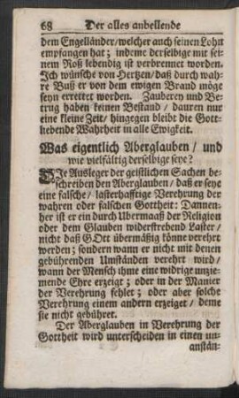 Was eigentlich Aberglauben / und wie vielfältig derselbige seye?
