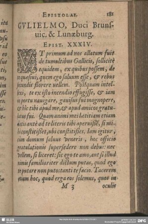 Gulielmo, Duci Brunsvic. & Lunaeburg. Epist. XXXIV.