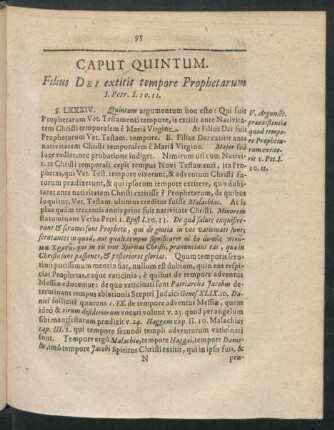 Caput Quintum. Filius Dei extitit tempore Prophetarum I. Petr. I.10.11