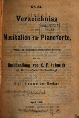 Catalog. 84. 1866