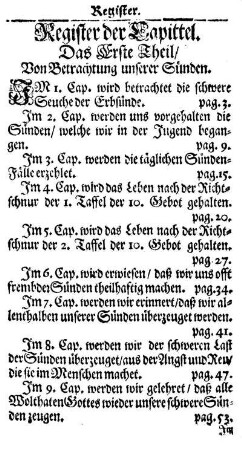 Register der Capittel.