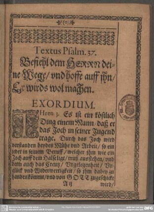 Leichenpredigt : Christliche Leich-Predigt H. Hartmanns Wincklers. Textus. Exordium.