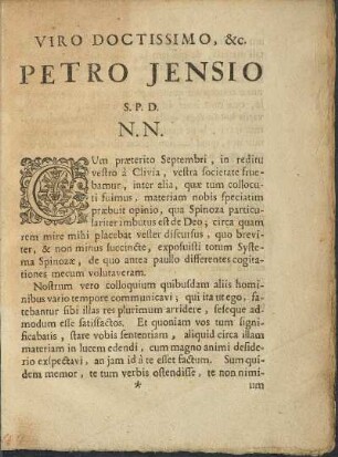 Viro Doctissimo, &c. Petro Jensio