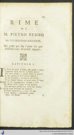 Rime Di M. Pietro Bembo Da Lui Medesimo Rifiutate