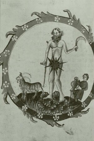 Illumination eines Lehrbuchs der Astronomie: Personifikation des Saturn und des Tierkreiszeichens Steinbock