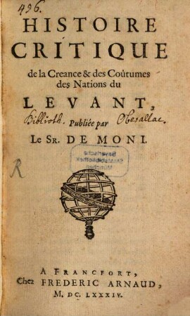 Histoire critique ... des Coûtumes des Nations du Levant