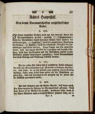 Achtes Hauptstük. Von denen Vormundschaften reichsfürstlicher Kinder