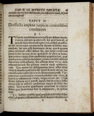 Caput II. De effectu impletӕ turpis in contractibus conditionis