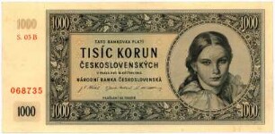 Geldschein, 1.000 Koruna, 16.5.1945