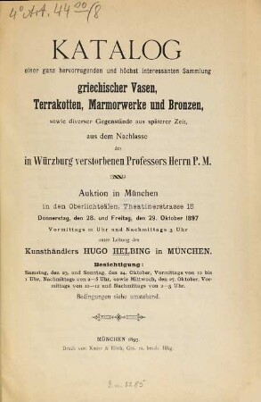 Versteigerung. 1897, 28./29. Okt. = [8]
