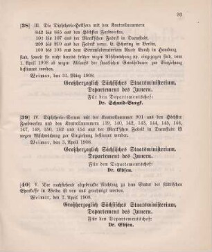Nr. 39: Ministerialbekanntmachung, betr. Einziehung von Diphtherie-Serum