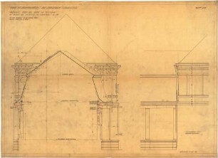 Billing, Hermann; Frankenthal, Zuckerfabrikstr.; Zuckerfabrik, Umbau Verwaltungsgebäude - Anbau (Querschnitt); Hauptbau, Stirnseite (Ansicht)