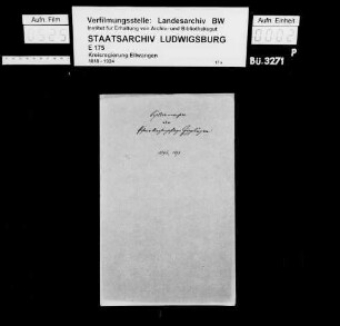 Schuldenwesen der Pfarrkirchenpflege Zipplingen sowie der Pfarrgemeinde Wössingen, Gde. Zipplingen