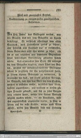 Fünf und zwanzigstes Kapitel. Vorbereitung zu einigen nicht gewöhnlichen Auftritten
