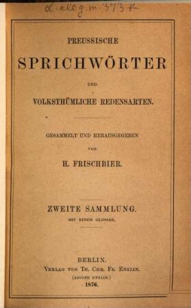 Preußische Sprichwörter und volksthümliche Redensarten. 2
