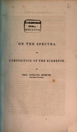 On the spectra and composition of the elements