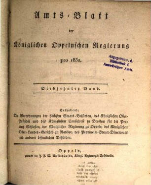Amtsblatt des Regierungspräsidenten in Oppeln. 1832 = Bd. 17