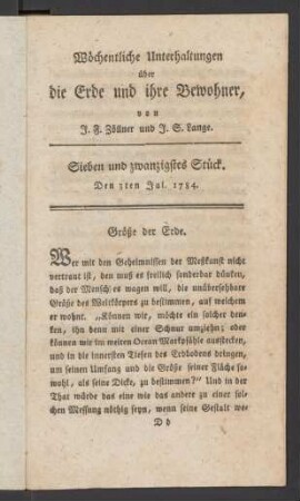 Sieben und zwanzigstes Stück