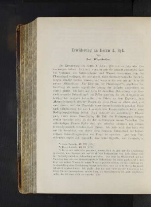 Erwiderung an Herrn A. Byk