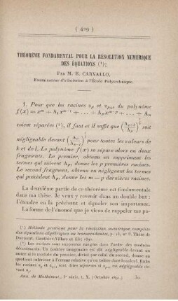 Théorème fondamental pour la résolution numérique des équations.