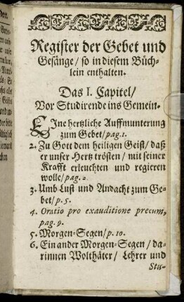 Register der Gebet und Gesänge