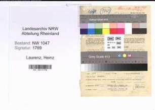 Entnazifizierung Heinz Laurenz , geb. 04.08.1909 (Angestellter)