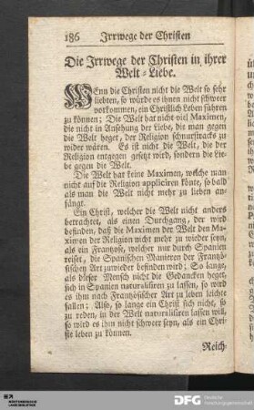 Die Irrwege der Christen in ihrer Welt-Liebe.