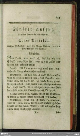 Fünfter Aufzug (Louisens Zimmer im Wirthshause)