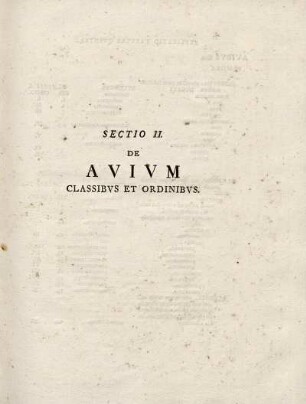 SECTIO II. DE AVIVM CLASSIBVS ET ORDINIBVS