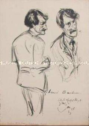 Porträtstudie (2 Porträts) des Schriftstellers Henri Barbusse