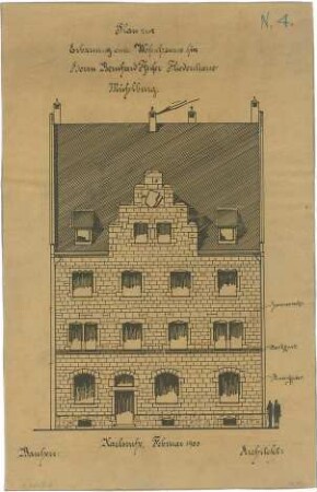 Billing, Hermann; Karlsruhe, Fliederstr. 2; Haus Pfeifer - Vorderfassade (Ansicht)