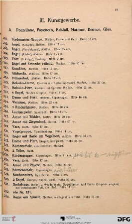 A. Porzellane, Fayencen, Kristall, Marmor, Bronze, Glas (Nr. 201-316)