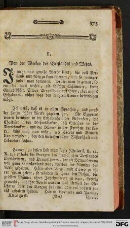 1. Von den Werken des Verstandes und Witzes