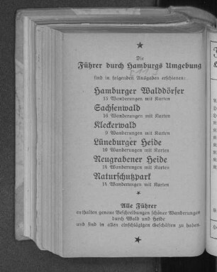 Literaturverzeichnis: Die Führer durch Hamburgs Umgebung