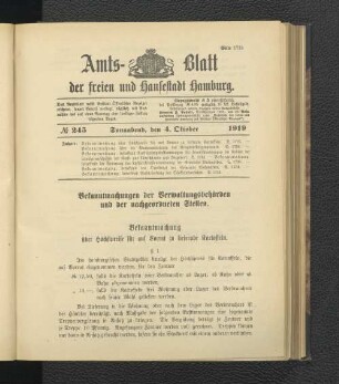No.245, Sonnabend, den 4. Oktober 1919