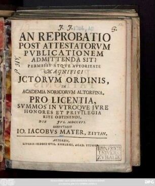 An Reprobatio Post Attestatorvm Pvblicationem Admittenda Sit?