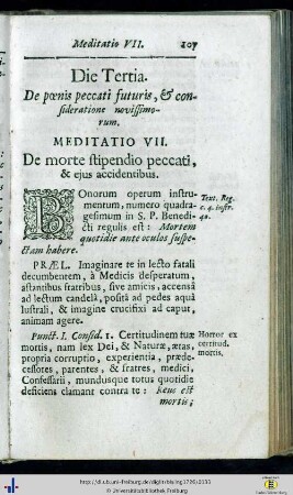 Die Tertia. De poenis peccati futuris, et consideratione Novissimorum.
