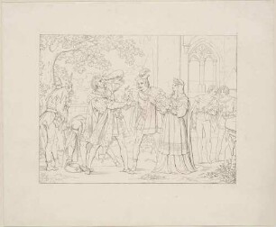 Zu Shakespeares "König Lear", Blatt 4, 1. Akt, 4. Szene: Goneril weist König Lear von seinem Hof