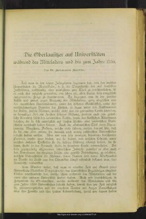 Die Oberlausitzer auf der Universität Leipzig von 1420 - 1550