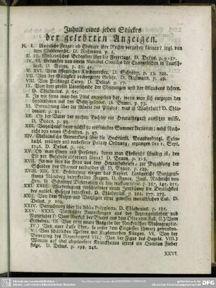 Inhalt eines jeden Stückes der gelehrten Anzeigen