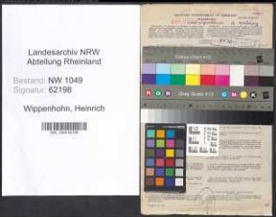 Entnazifizierung Heinrich Wippenhohn , geb. 18.04.1902 (Chemiker)