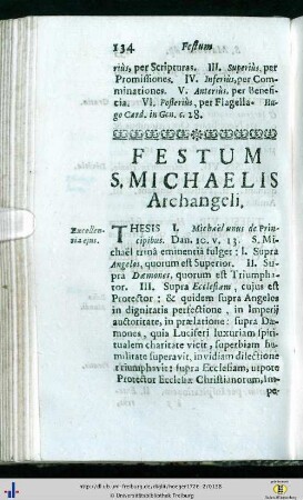 Festum S. Michaelis Archangeli.