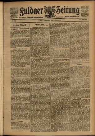 Erste Ausgabe vom Donnerstag, den 05. September 1907.