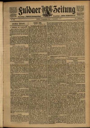 Erste Ausgabe vom Donnerstag, den 05. September 1907.